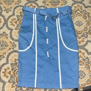 Voodoo Vixen blue and white midi pencil skirt